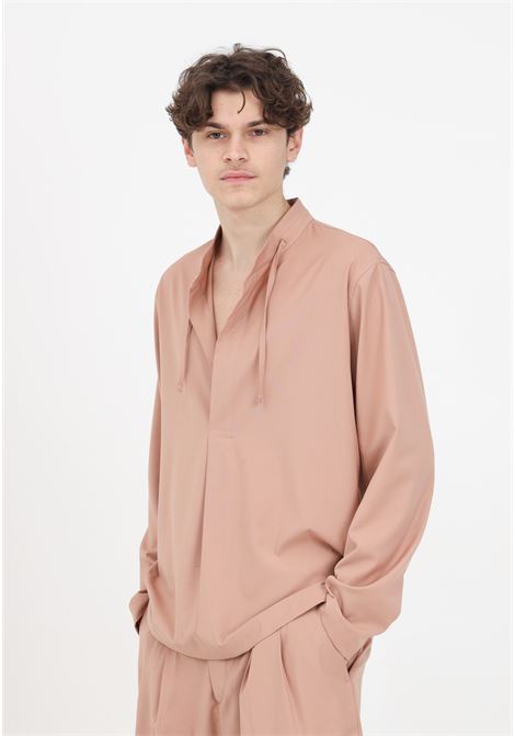 Powder pink men's shirt with laces IM BRIAN | CA2895CIPRIA